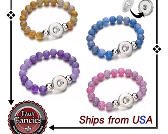 Snap Button STRETCH Bracelet, 18mm Beaded Snap Bracelet, Adjustable Snap Bracelet,  #SnapJewelry, #SnapBracelet, #StretchBracelet