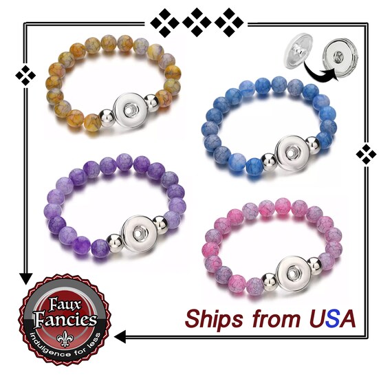 Snap Button STRETCH Bracelet, 18mm Beaded Snap Bracelet, Adjustable Snap Bracelet, #SnapJewelry, #SnapBracelet, #StretchBracelet