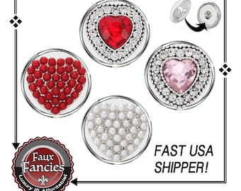 EXCLUSIVE! Beautiful HEART Snap Button, 18mm Ginger Snap, Snap Charm, Rhinestone Heart, #HeartCharm,#SnapCharm, #ValentinesDay, #SnapJewelry