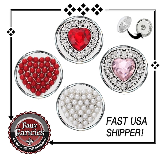 EXCLUSIVE! Beautiful HEART Snap Button, 18mm Ginger Snap, Snap Charm, Rhinestone Heart, #HeartCharm,#SnapCharm, #ValentinesDay, #SnapJewelry