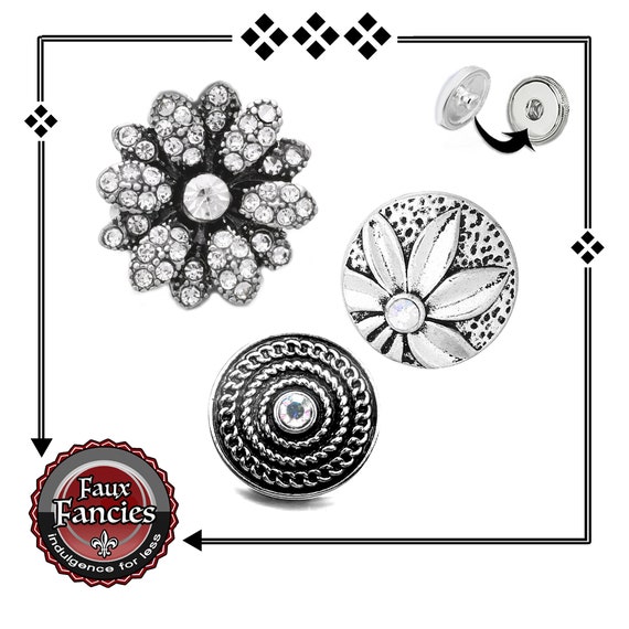 GORGEOUS Rhinestone SNAP Buttons, 18mm Ginger Snaps, Flower Snap Charms, #SnapButtons, Rhinestone Snap, #RhinestoneCharms, #SnapJewelry