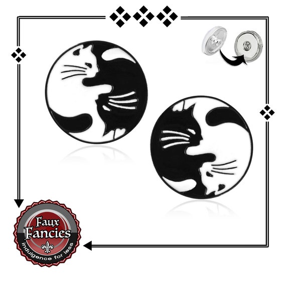 Kitty Snap Button EXCLUSIVELY OURs! Yin Yang Ginger Snap, 25mm Kitty Snap Charm, #BraceletCharm, Charm, #SnapSnap, #KittyCharm, #SnapButton
