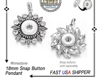 Mother's Day RHINESTONE Pendant for Snap Buttons, Ginger Snap Pendant, Snap on Charms, Interchangeable Snap, Rhinestone Snaps, Gift for Her
