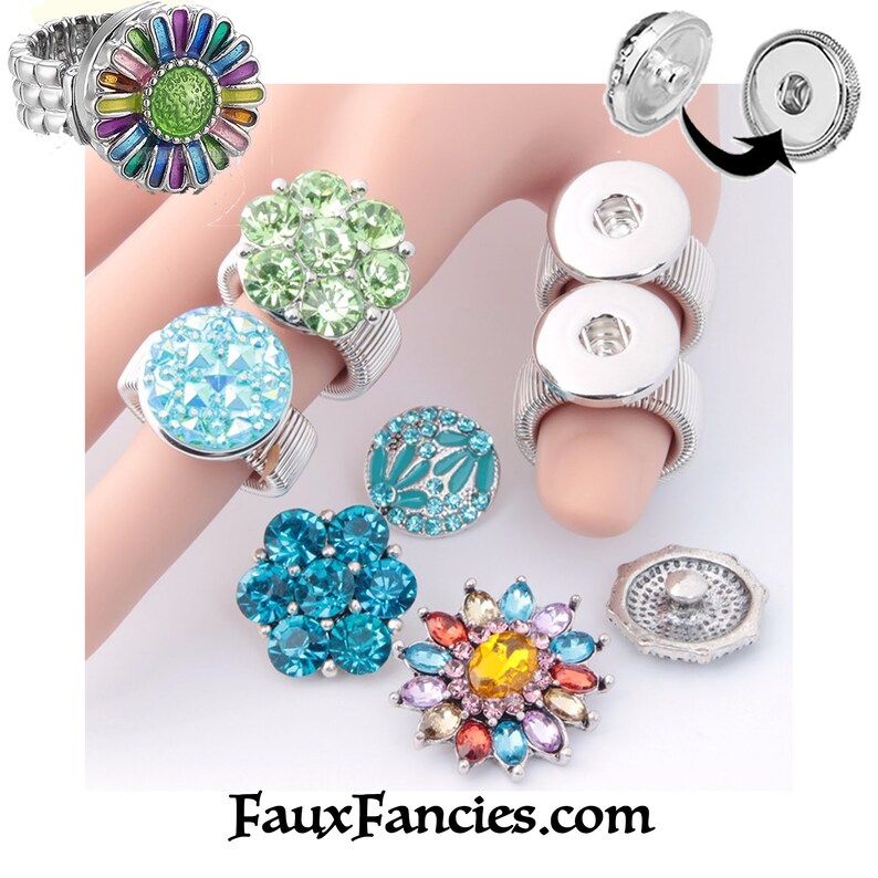 Snap Button Rings 18mm & 12mm Snap Button Rings Ginger Snap Etsy