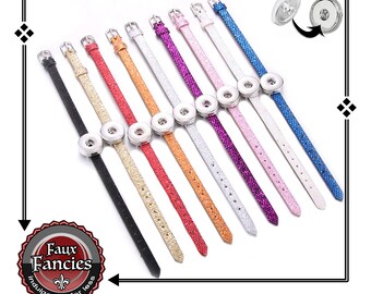 8mm Sequin Glitter BRACELET with Snap Button Base, Snap Button Bracelet, #SlideBracelet, #GingerSnap, #SnapCharms, #SnapButtons