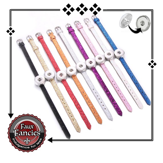 8mm Sequin Glitter BRACELET with Snap Button Base, #SlideBracelet, #GingerSnap, #SnapCharms, #SnapButtons