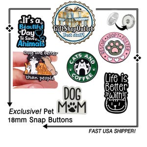 ESCLUSIVO! Bottone automatico per animali domestici da 18 mm, bottoni automatici per cani, bottone automatico per gatti, ciondoli per mamma di cani, #MammaCane, #CiondoloCane, #RegaloCanePerLei, #CiondoloGatto #AdottaAnimali