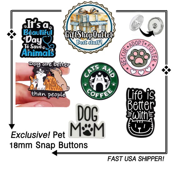 EXCLUSIVE! 18mm Pet Snap Button, DOG Ginger Snaps, Cat Snap Button, Dog Mom Charms, #DogMom, #DogCharm, #DogGiftForHer, #CatCharm #AdoptPets