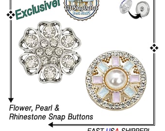 EXCLUSIVE! Amazing Pearl Star or Rhinestone Flower Snap Buttons, Pearl Snap Button, Rhinestone Snap Button, #SnapJewelry, Gift for Her