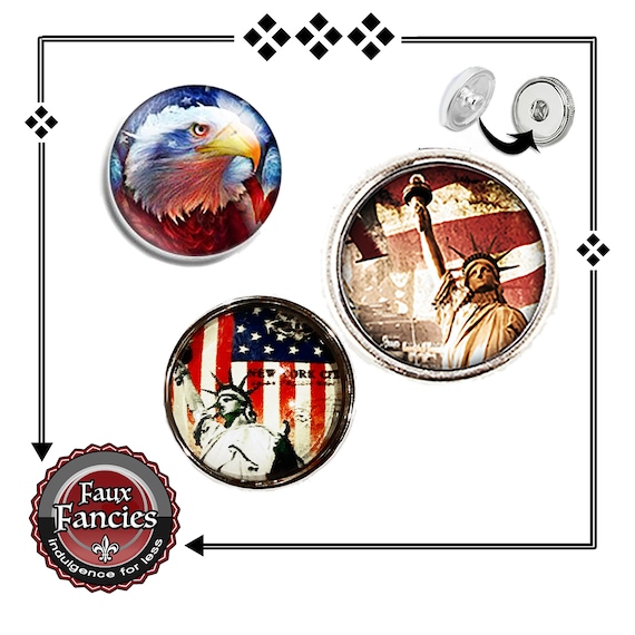 USA Snap Button OR Charms, AMERiCANA CHAaRM, 4th of July Jewelry, July 4 Ginger Snaps, Changeable Snap, Rhinestone Snaps, #USA Snap or Charm