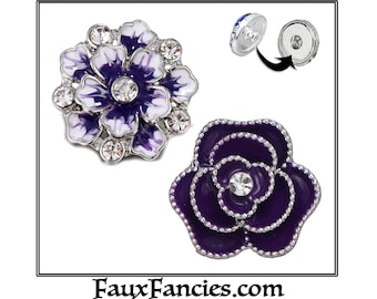 AMAZING PURPLE Snap Buttons, 18mm Ginger Snaps, Flower Snap Charms, Changeable Snap, Rhinestone Snaps, Flower charm, RhinestoneCharm, #Snaps