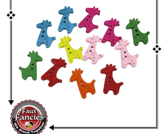 CLEARANCE! BUTToNS, BuTTONS! 3 PCs Colorful GIRAFFE Wooden Buttons, Giraffe Charm, Giraffe Scrapbook Buttons, #WoodenButtons, #CraftButtons