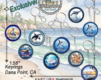 Dana Point LOCALLY Handmade KEY RING, Dana Point souvenir, Beach souvenir, whale watching, dolphin key ring, whale key ring, Custom Key ring