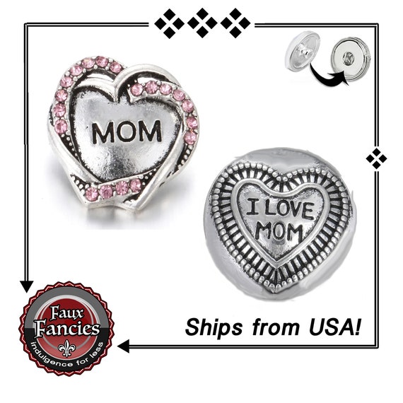Beautiful MOTHERS DAY Snap Buttons, Love MOM Ginger Snaps, Snap Charms, Switchable Snaps, #HeartCharms, #SnapCharm, #SwitchableSnaps, #Snap