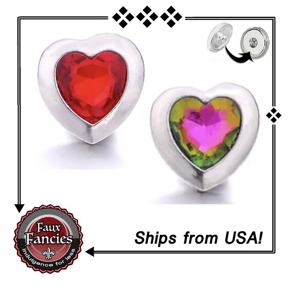 HEART Snap button, 18mm Rhinestone Heart Snap Button, Valentines gift, Mothers Day gift, #ValentinesDayCharm, #HeartSnapButton, #HeartCharm