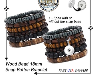 BEADED ADJUSTABLE Snap Button Bracelets, EXPANDABLE Wood Snap Button Bracelet, Snap Button Jewelry, #BeadedSnapBracelet, #SnapButtonBracelet
