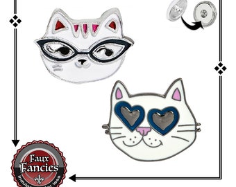 Cool Cats Snap Buttons EXCLUSIVE! Kitty Ginger Snap, Snap Charm, #CatBraceletCharms, Rhinestone Snap, Cat Charm, #GiftForHer, #CatSnapButton