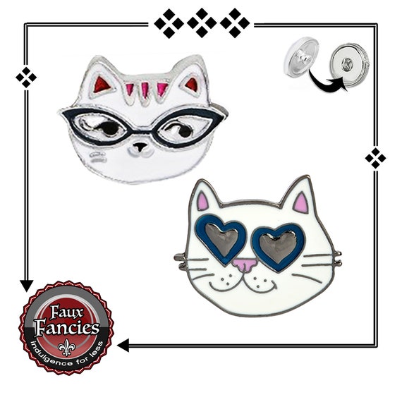 Cool Cats Snap Buttons EXCLUSIVE! Kitty Ginger Snap, Snap Charm, #CatBraceletCharms, Rhinestone Snap, Cat Charm, #GiftForHer, #CatSnapButton