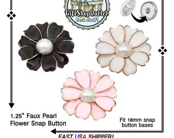 EXCLUSIVE PEARL FLOWER Snap Button, Pearl Snap Button, Flower Charm, #FlowerSnapButton, #PearlSnap, #SnapButton, Snap Jewelry, #PearlCharm