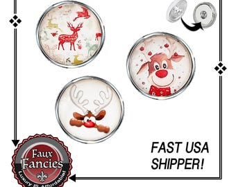 Christmas REINDEER Snap Button, Christmas Ginger Snap, Christmas Charm, REINDEER Snap, #ChristmasSnap, #ReindeerSnap, #ChristmasJewelry