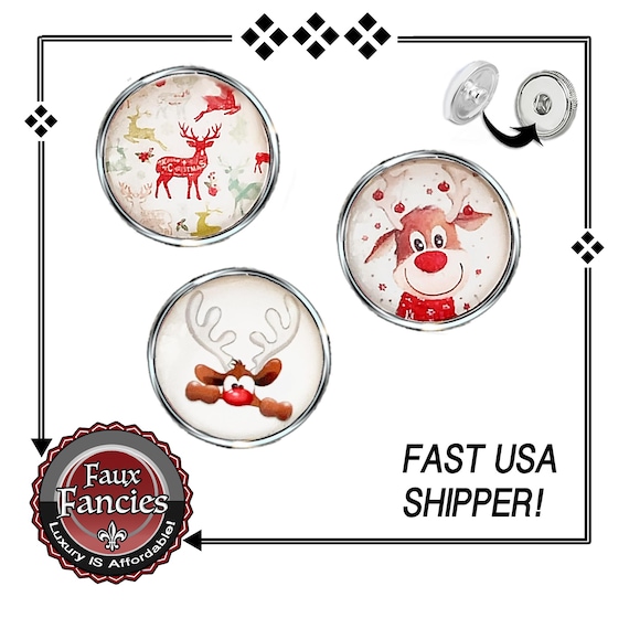 Christmas REINDEER Snap Button, Christmas Ginger Snap, Christmas Charm, REINDEER Snap, #ChristmasSnap, #ReindeerSnap, #ChristmasJewelry