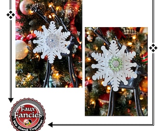 Christmas Ornaments, Snowflake Ornament, Handmade Ornaments, Rhinestone Ornament, Christmas Decor, #ChristmasOrnaments, #HolidayDecor