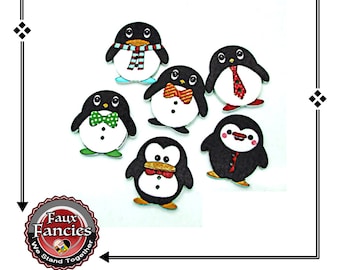 CLEARANCE! BUTToNS, BuTTONs! 3 PCs Penguin Wooden Buttons, Penguin Charms, Penguin Scrapbook Buttons, Buttons, #WoodenButtons, #CraftButtons