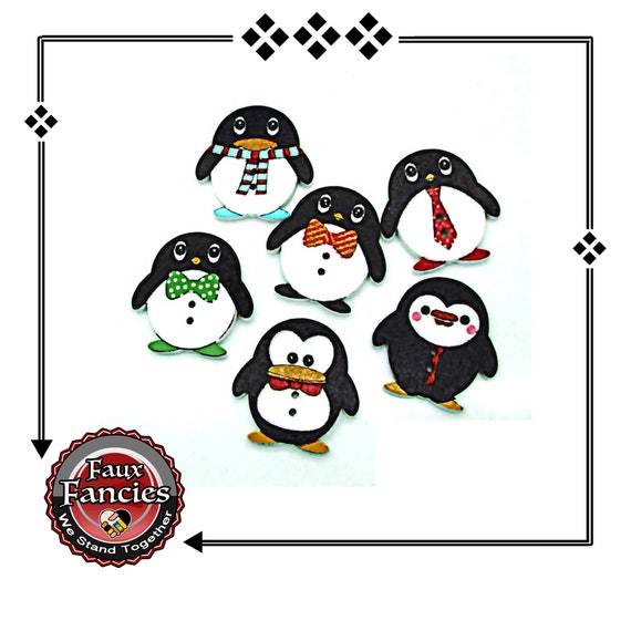 CLEARANCE! BUTToNS, BuTTONs! 3 PCs Penguin Wooden Buttons, Penguin Charms, Penguin Scrapbook Buttons, Buttons, #WoodenButtons, #CraftButtons