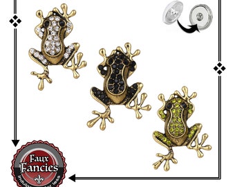 Rhinestone Frog Snap Charm: 18mm-20mm Bracelet Button