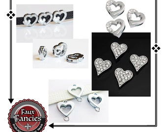 8mm Rhinestone Heart, Slider Heart, Slide Heart, Slide Charms, RhinestoneCharm, 8mm Charms, Jewelry Gift, Slider Charm, Gift for her