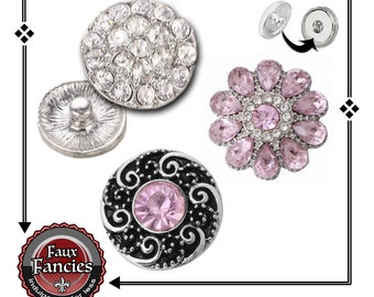 RHINESTONE Snap Buttons, Rhinestone PINK Snap Charm, 18mm Ginger Snap, #SnapButton, #BraceletCharm, #CharmSnap, #RhinestoneSnap, #SnapButton