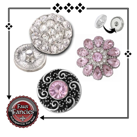 RHINESTONE Snap Buttons, Rhinestone PINK Snap Charm, 18mm Ginger Snap, #SnapButton, #BraceletCharm, #CharmSnap, #RhinestoneSnap, #SnapButton