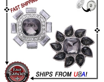 GORGEOUS Smokey RHINESTONE Snap Buttons, 18mm Rhinestone SNAP, Ginger Snap Charm, #BraceletCharms, #SnapCharm, #SnapButtons, #FlowerSnap