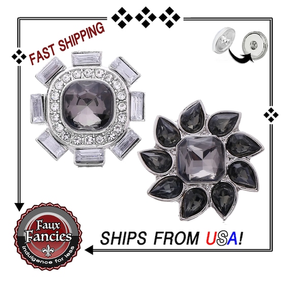 GORGEOUS Smokey RHINESTONE Snap Buttons, 18mm Rhinestone SNAP, Ginger Snap Charm, #BraceletCharms, #SnapCharm, #SnapButtons, #FlowerSnap