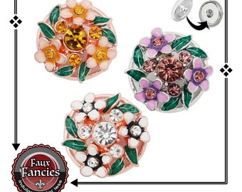 RHINESTONE Snap Button, Rhinestone Flower Snaps, 18mm Ginger Snap, #SnapButton, #BraceletCharm, #FallSnapCharm, #RhinestoneSnap, #SnapButton