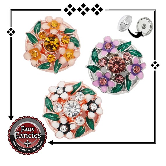 RHINESTONE Snap Button, Rhinestone Flower Snaps, 18mm Ginger Snap, #SnapButton, #BraceletCharm, #FallSnapCharm, #RhinestoneSnap, #SnapButton
