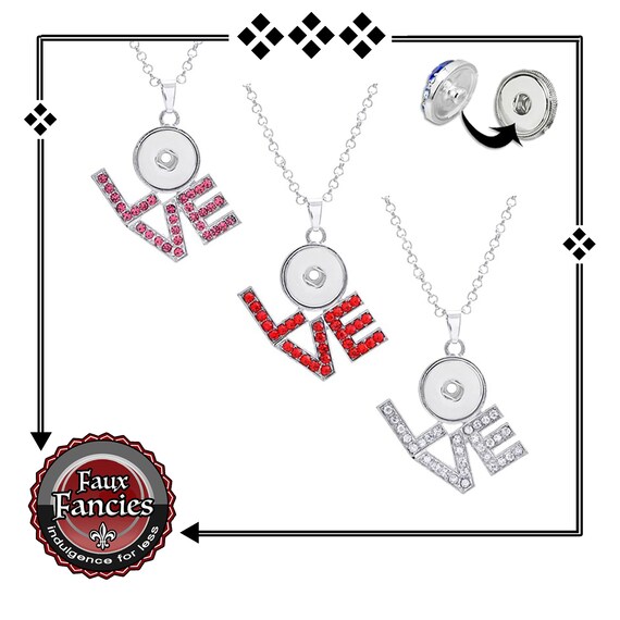 CLEARANCE Rhinestone LOVE Pendant, Love Snap Button Pendant, Valentine Snap Jewelry, Ginger Snap, #SnapJewelry, #SnapButtonJewelry, #Sale