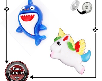 Exclusive Shark Snap Buttons, Unicorn Ginger Snap, 18mm Snap Charm, #BraceletCharm, Rhinestone Snap, #SnapJewelry, Shark Charm, #SnapButton