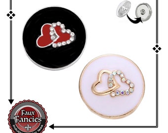 Beautiful HEART Snap Buttons, 18mm Ginger Snaps, Heart Snap Charms, #RhinestoneSnaps, #HeartCharms, #SnapCharm, Wedding Charm, #HeartSnap