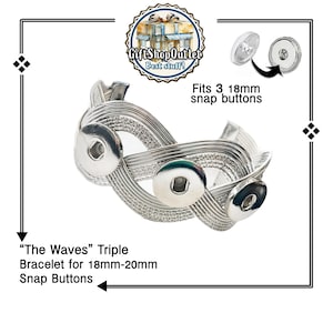 Triple Wide Stainless Steel Snap Button Bracelet - 18mm Charm Jewelry
