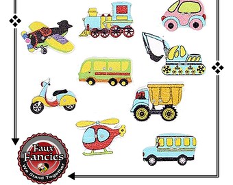 Transportation Wooden Buttons: Car, Bus, Truck, Airplane - 3 Pcs