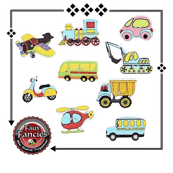 CLEARANCE! BUTToNS, BuTTONS! 3 PCs Car, Bus, Truck, Airplane, Train, Scrapbook Button, Transportation Buttons, #WoodenButtons, #CraftButtonS