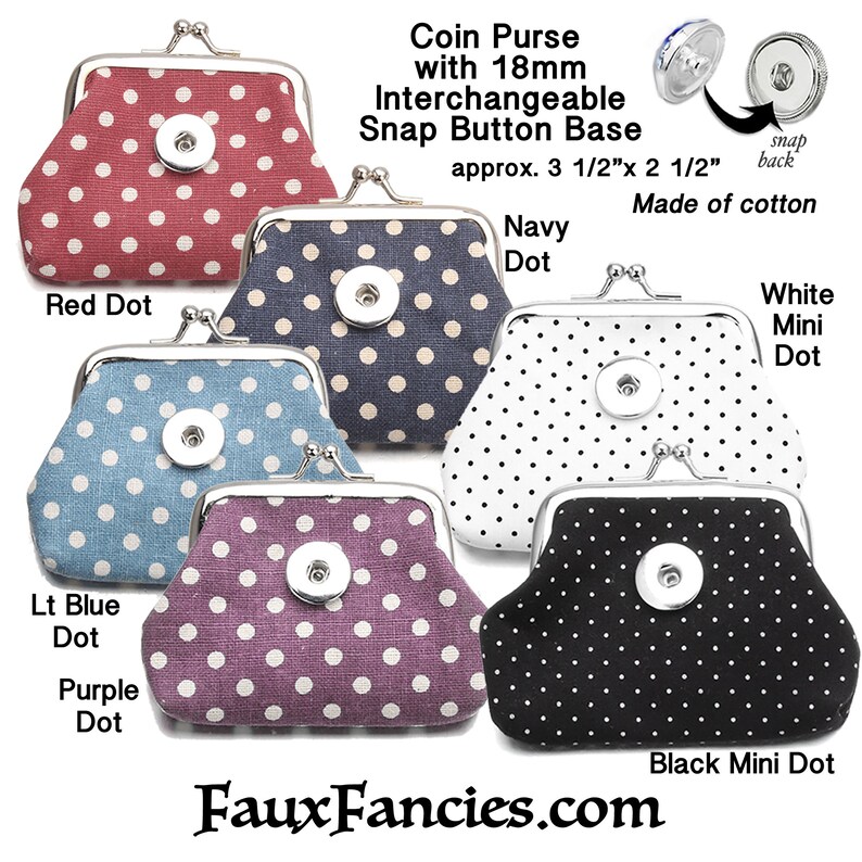 Snap Button Coin Purse 18mm Snap Button Accessory Ginger Etsy