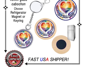 LA Will Rise our Original Art handmade magnet, SoCal Rise magnet, LA Strong Handmade Keyring, SoCal Strong, #LARise, #SoCalStrong, #LAStrong