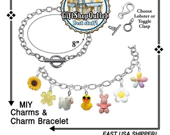 Charm Bracelet with Clip-on Charms: Spring, Easter, Animals