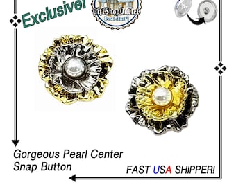 EXCLUSIVE! Gorgeous Pearl Center Flower Snap Buttons, Flower Snap Button, Unique Snap Buttons, #SnapCharms, #SnapJewelry, Gift for Her