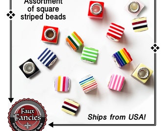 Assorted Square 6mm Beads, 3mm Hole Beads, Jewelry Beads, Glass Beads, Acrylic Beads, #JewelryBeads, #GlassBeads, #BeadsForJewelry, Beads