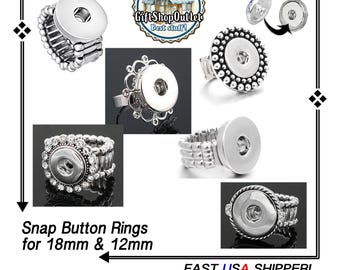 Snap Button Rings, 18mm & 12mm Snap Button Ring, Ginger Snap, Snap Ring, Gift for her, Jewelry gift, Snap jewelry, Snap Button, Snap Popper