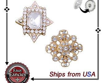 Gold Tone Rhinestone Snap Button: 18mm Interchangeable Charm
