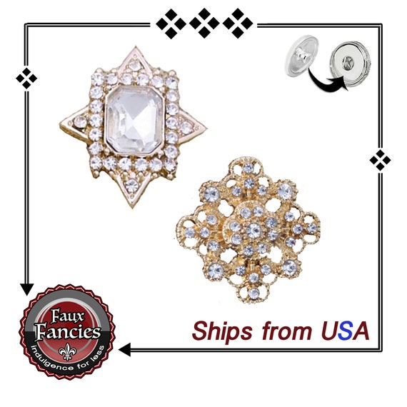 BEAUTIFUL Gold Tone Snap Buttons, 18mm Ginger Snap, Snap Charm, Changeable Snap, Rhinestone Snap, Diamond Snap, #SnapButton, Magnolia & Vine
